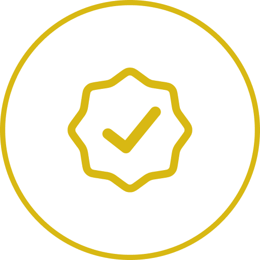 Confirmation symbol in gold outline