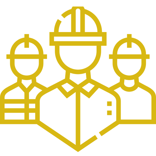 Construction workers icon in yellow