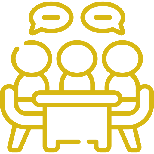 Group meeting with speech bubbles