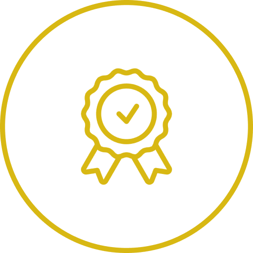 Award badge with checkmark icon