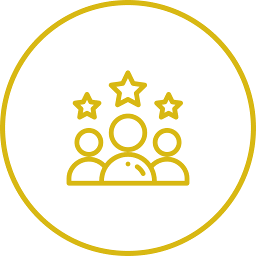 Three figures with stars above them