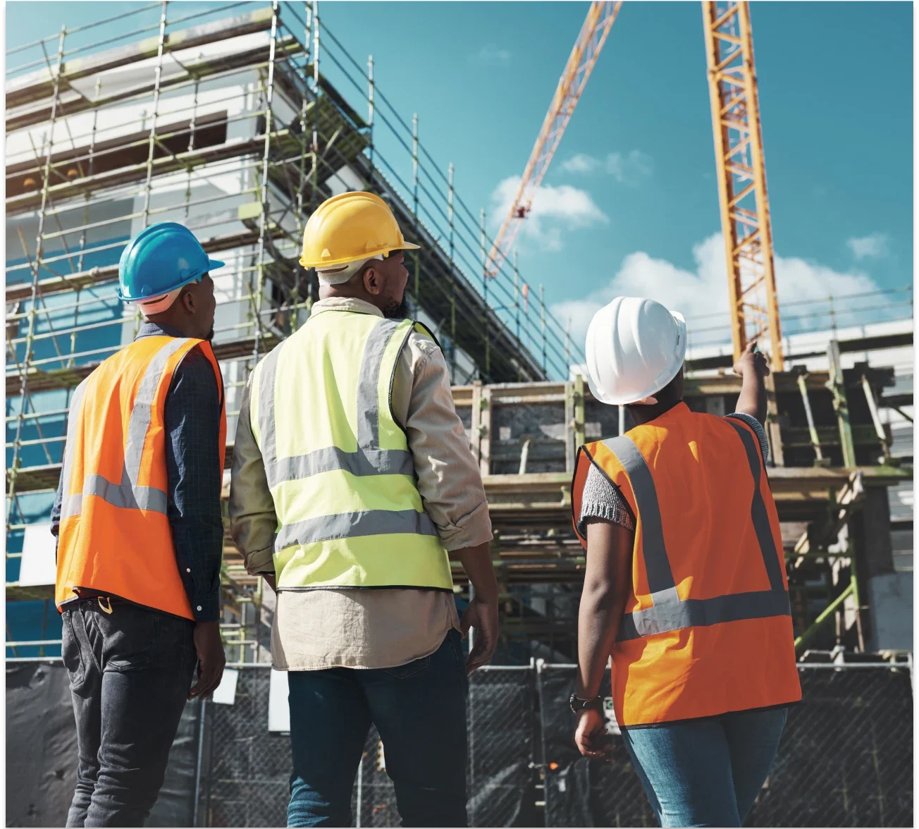 Workers on site with safety gear